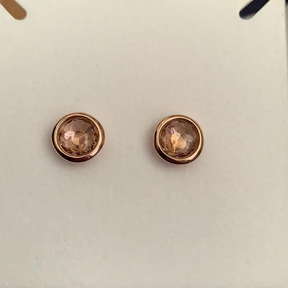 NIB Swarovski Crystal rose colored crystal with rose gold-tone stud earrings - Picture 1 of 3